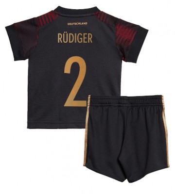 Niemcy Antonio Rudiger #2 Koszulka Wyjazdowych Dziecięca MŚ 2022 Krótki Rękaw (+ Krótkie spodenki)